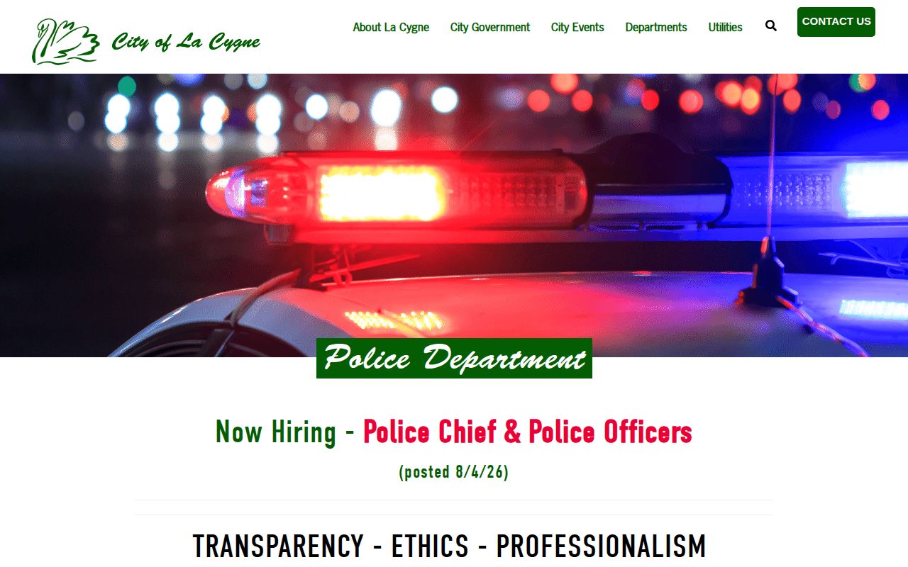 La Cygne Police Department official arrest records contact page in Linn County